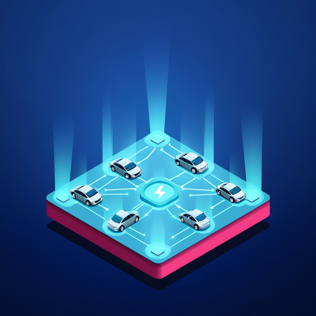 전기차 충전 네트워크를 나타내는 3D 데이터 그래픽